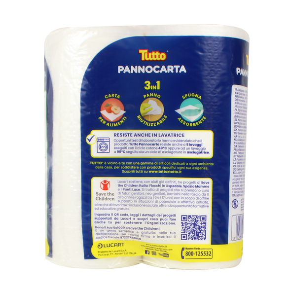 TUTTO CARTA CUCINA ASCIUGATUTTO PANNOCARTA 2 ROTOLI 3in1