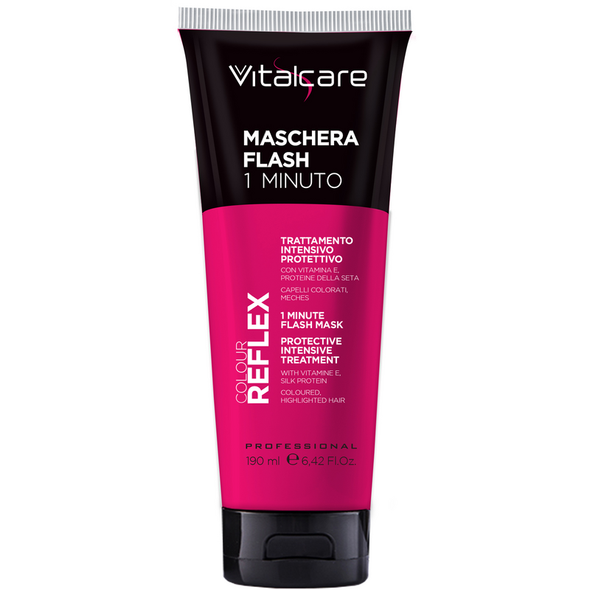 VITALCARE REFLEX COLOUR MASCHERA FLASH 1 MINUTO TRATTAMENTO INTENSIVO PROTETTIVO CAPELLI COLORATI, MECHES TUBO 190 ML