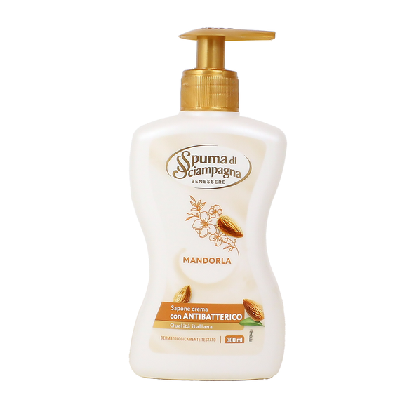 SPUMA DI SCIAMPAGNA SAPONE CREMA LATTE DI MANDORLA CON ANTIBATTERICO EROGATORE 300 ML