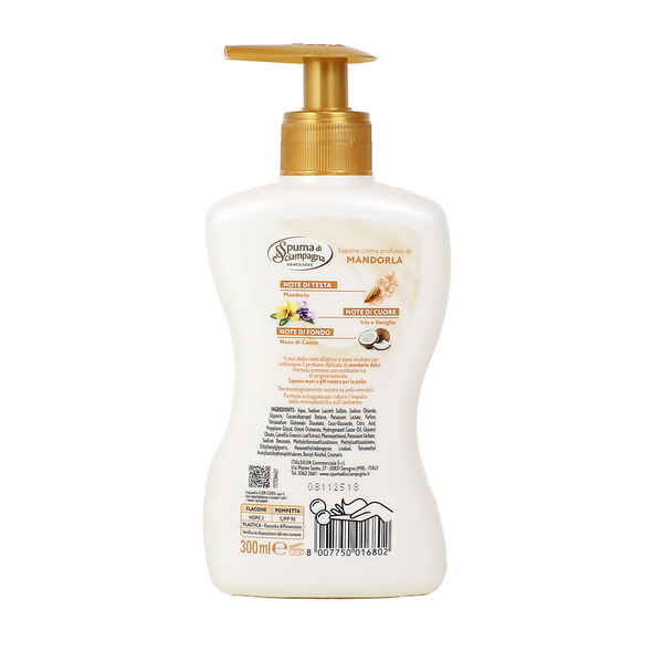 SPUMA DI SCIAMPAGNA SAPONE CREMA LATTE DI MANDORLA CON ANTIBATTERICO EROGATORE 300 ML