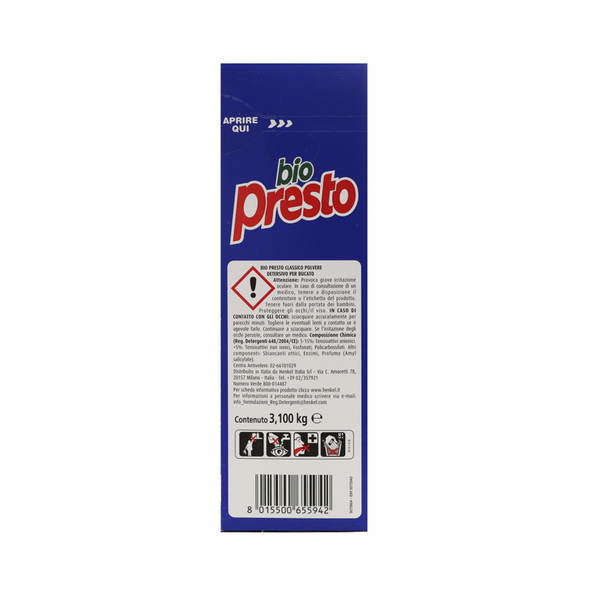 BIO PRESTO DETERSIVO POLVERE BUCATO LAVATRICE 62 MISURINI