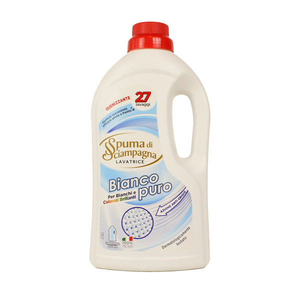 SPUMA DI SCIAMPAGNA DETERSIVO BUCATO LAVATRICE BIANCO PURO IGIENIZZANTE 27 LAVAGGI 1215 ML