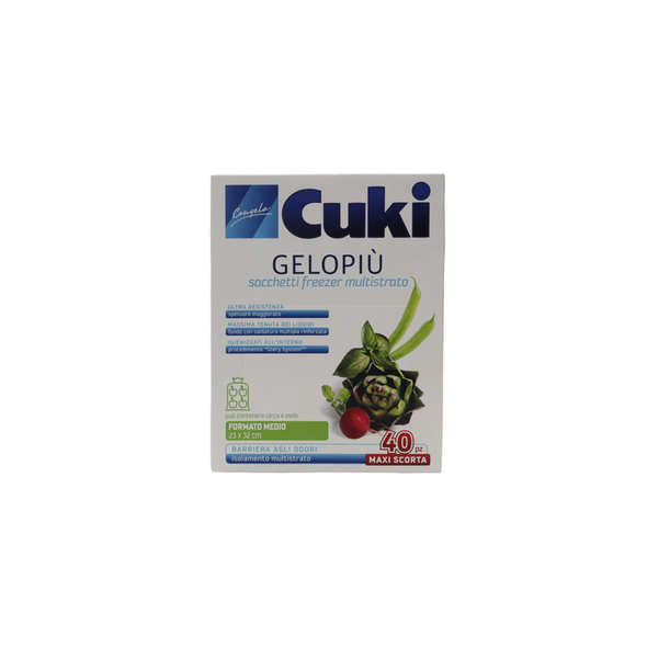 CUKI GELOPIÙ MAXI SCORTA SACCHETTI FREEZER CONFEZIONE SCORTA  - FORMATO MEDIO - 40 SACCHETTI - LT 2.5 - CM 23X32 