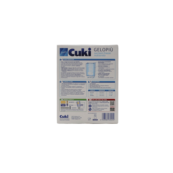 CUKI GELOPIÙ MAXI SCORTA SACCHETTI FREEZER CONFEZIONE SCORTA  - FORMATO MEDIO - 40 SACCHETTI - LT 2.5 - CM 23X32 