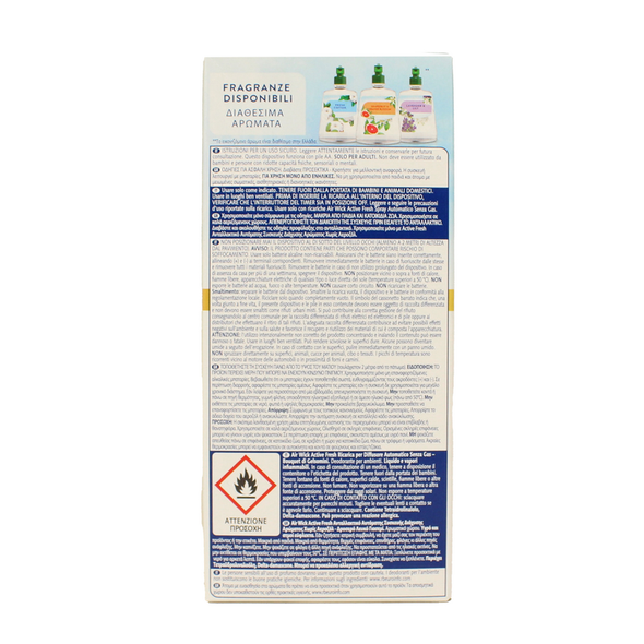 AIRWICK ACTIVE FRESH DIFFUSORE ELETTRICO AUTOMATICO COMPLETO BASE + RICARICA 228 ML + BATTERIE FRAGRANZA BOUQUET DI GELSOMIN0 