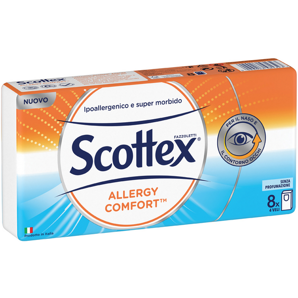 SCOTTEX FAZZOLETTI ALLERGY COMFORT 4 VELI 8 PACCHETTI