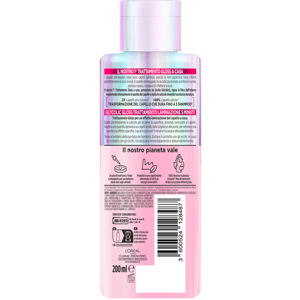 ELVIVE GLYCOLIC GLOSS TRATTAMENTO LAMINAZIONE 5 MINUTI CAPELLI SPENTI, POROSI 200 ML