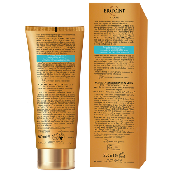 BIOPOINT SOLAIRE LATTE CORPO SUBLIMANTE SPF50+ TUBO 200 ML