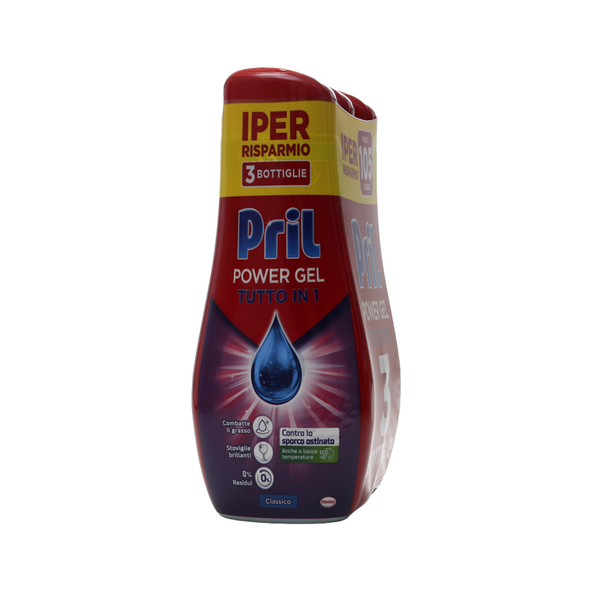 PRIL LAVASTOVIGLIE POWER GEL TUTTOin1 CLASSICO 630 ML 3 PEZZI DA 35 LAVAGGI 1890 ML 