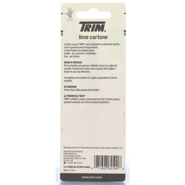 TRIM LIMA CARTONE CM.12 10 PZ.12-25 BI    