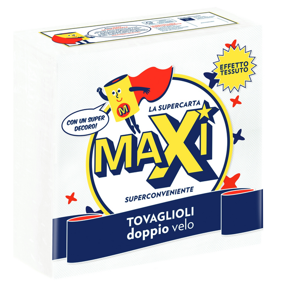 MAXI TOVAGLIOLI 38X38 2 VELI 40 PEZZI EFFETTO TESSUTO DECORATI