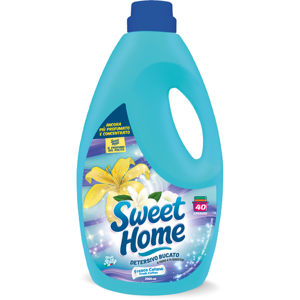 SWEET HOME DETERSIVO LIQUIDO BUCATO A MANO e LAVATRICE FRESCO COTONE 40 LAVAGGI 2000 ML 