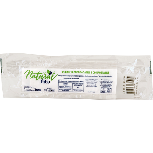 BIBO NATURAL BIS BIANCO POSATE FORCHETTA, COLELLO, TOVAGLIOLO 30x30 1 VELO BIODEGRADABILI e COMPOSTABILI