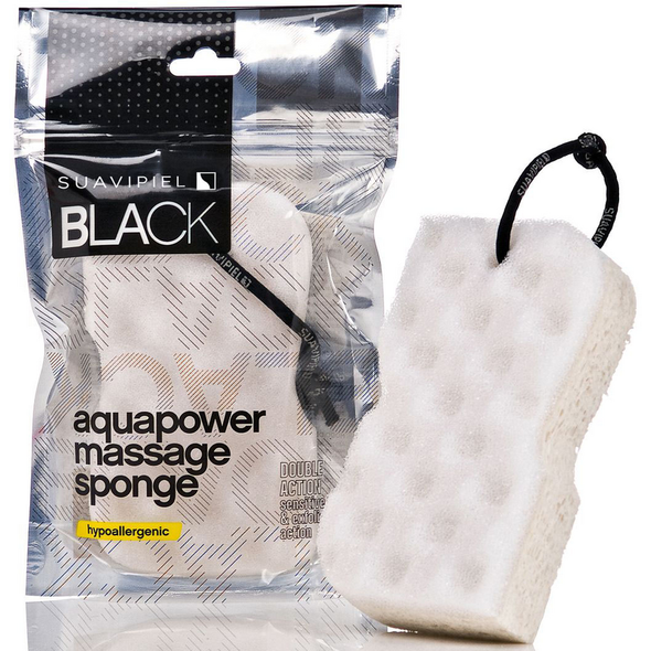 SUAVIPIEL BLACK AQUAPOWER MASSAGE SPONGE HYPOALLERGENIC DOUBLE ACTION