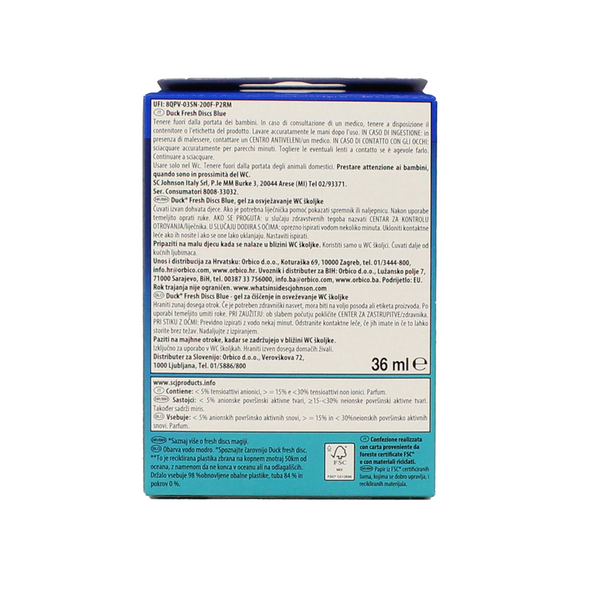 DUCK FRESH DISCS GEL WC BASE + RICARICA BLUE - COLORA L'ACQUA DI BLU