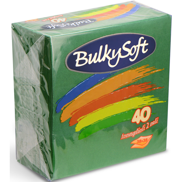 BULKYSOFT BOX TOVAGLIOLI 38x38 COLORE VERDE 2 VELI 40 PEZZI TRAMA IN TESSUTO