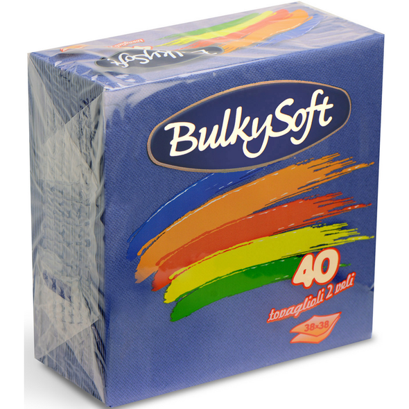 BULKYSOFT BOX TOVAGLIOLI 38x38 COLORE BLU 2 VELI 40 PZ TRAMA IN TESSUTO