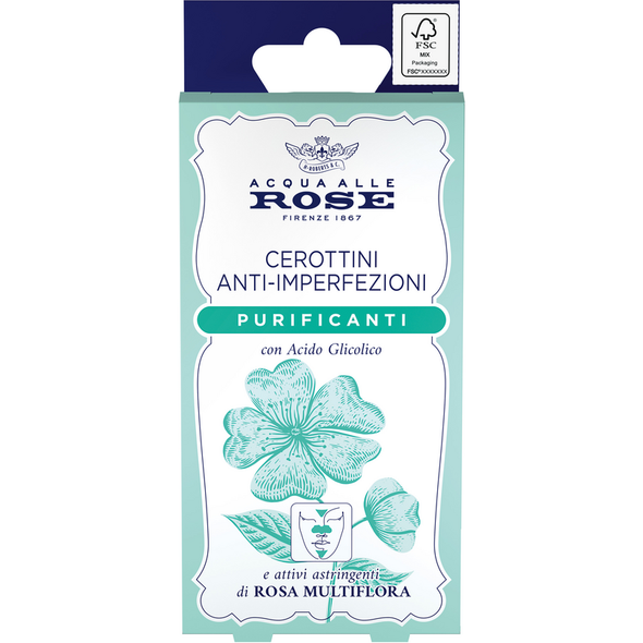 ACQUA ALLE ROSE 8 CEROTTINI ANTI IMPERFEZIONI PURIFICANTI CON ACIDO GLICOLICO E ROSA MULTIFLORA 