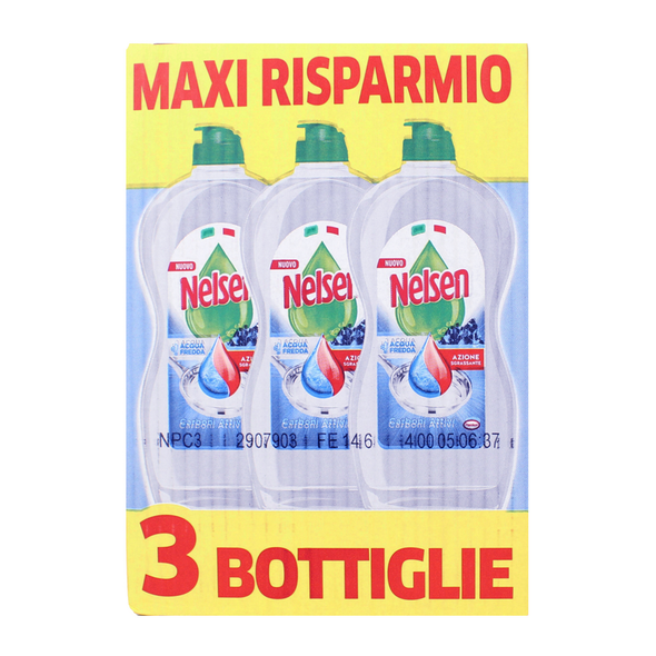 NELSEN DETERSIVO PIATTI AI CARBONI ATTIVI 3 PEZZI DA 850 ML           
