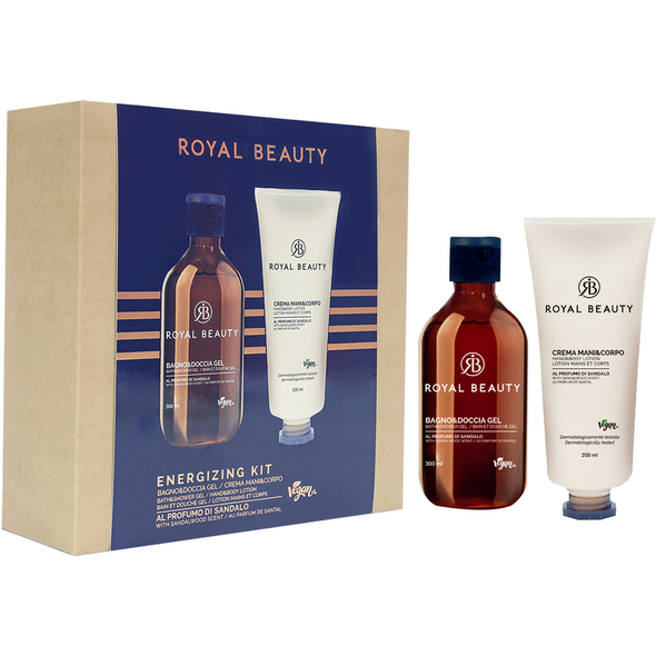 ROYAL BEAUTY COFANETTO UOMO ENERGIZING BATH & SHOWER GEL PROFUMO DI SANDALO 300 ML + HAND & BODY LOTION PROFUMO DI SANDALO 200 ML
