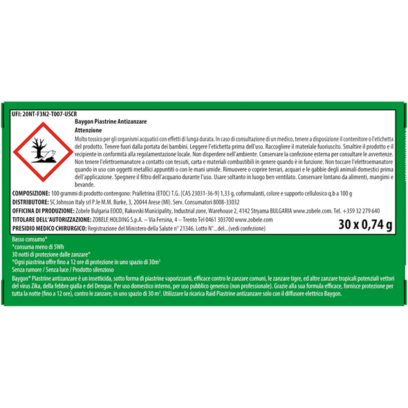 BAYGON PIASTRINE RICARICA 30 PEZZI