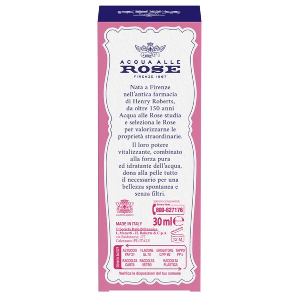 ACQUA ALLE ROSE SIERO IN CREMA LENITIVO CON COLLAGENE VEGETALE CON ESTRATTO DI ROSA CHINENSIS PER PELLI SENSIBILI 30 ML 
