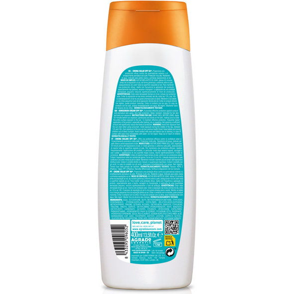 AGRADO SOLAR CREMA SPF50+ PELLI SENSIBILI CON VITMINA E RESISTENTE ALL'ACQUA 400 ML