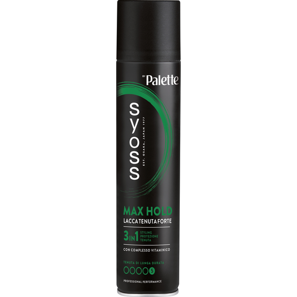 SYOSS by PALETTE LACCA MAX HOLD TENUTA FORTE CON COMPLESSO VITAMINICO DI LUNGA DURATA 3in1 STYLING, PROTEZIONE, TENUTA 300 ML  