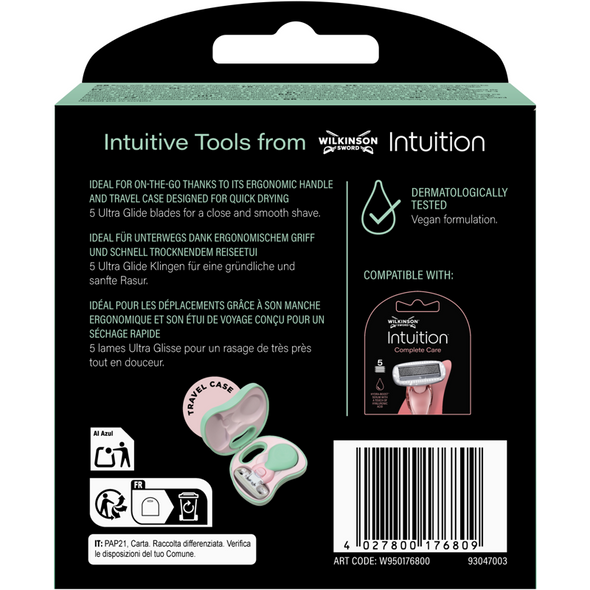 WILKINSON INTUITION COMPLETE CARE MINI CON TRAVEL CASE RASOIO 5 LAME 