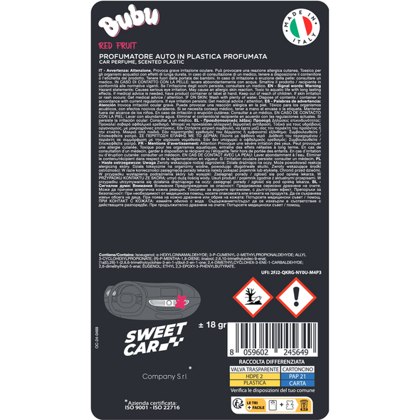 SWEET CAR PROFUMATORE AUTO IN PLASTICA PROFUMATA RED FRUIT