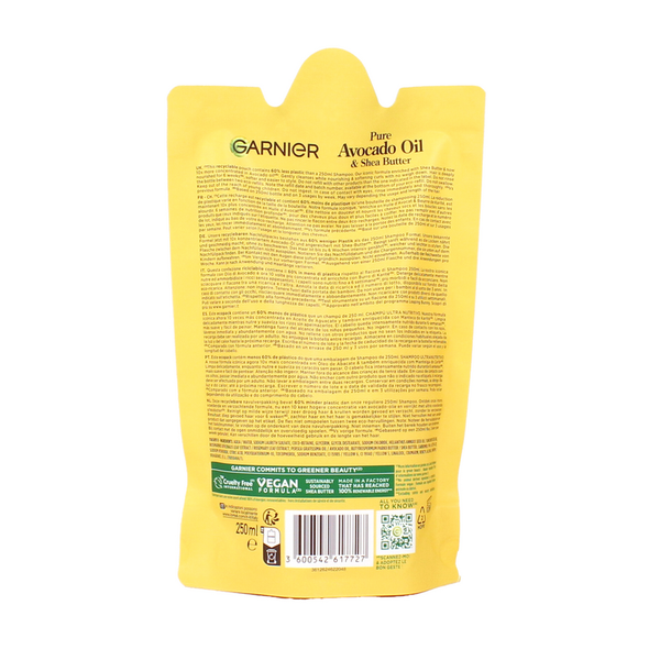 GARNIER ULTRA DOLCE SHAMPOO RICARICA POUCHES AVOCADO 250 ML 