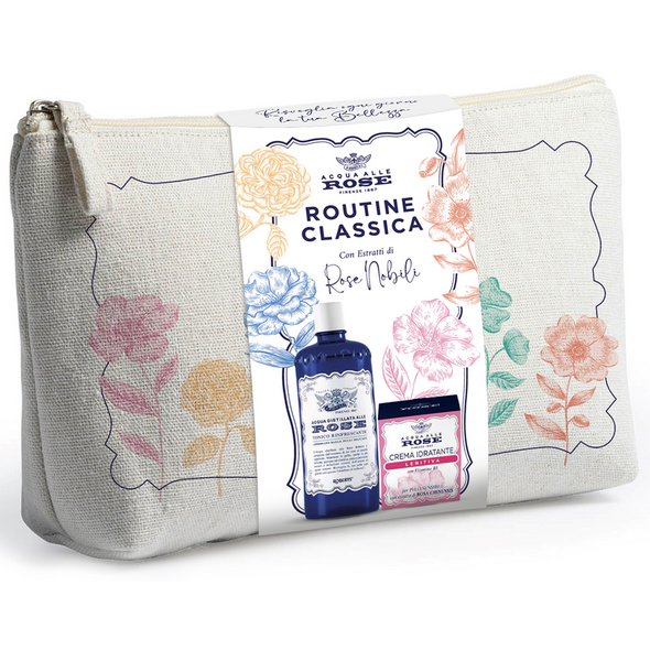 ACQUA ALLE ROSE COFANETTO ROUTINE CLASSICA CON ESTRATTO DI ROSE NOBILI; TONICO RINFRESCANTE 300 ML  + CREMA IDRATANTE LENITIVA PELLI SENSIBILI 50 ML