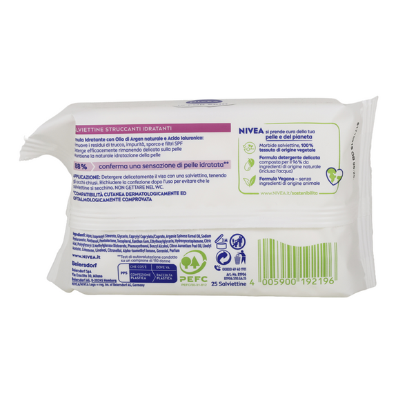 NIVEA VISO 3 IN 1 IDRATANTI SALVIETTE STRUCCANTI BIODEGRADABILI PELLI SECCHE 25 PZ