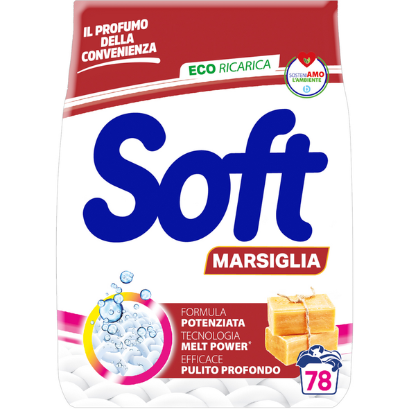 SOFT SACCO DETERSIVO POLVERE LAVATRICE MARSIGLIA 78 MISURINI