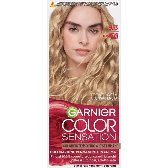 GARNIER COLOR SENSATION COLORAZIONE PERMANENTE IN CREMA 9.13 BIONDO CHIARISSIMO BEIGE