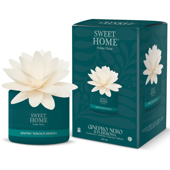 SWEET HOME COLLEZIONE PETITE FLEUR CONFEZIONE PROFUMATORE AMBIENTE CON FIORE GINEPRO NERO & TUBEROSA 200 ML