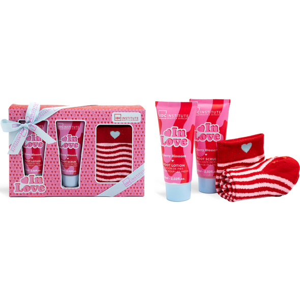 IDC INSTITUTE COFANETTO IN LOVE CHERRY BLOSSOM FOOT CARE; FOOT LOTION TUBO 60 ML - FOOT SCRUB TUBO 60 ML - CALZINI