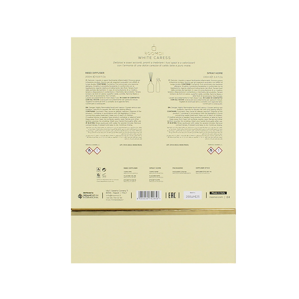 ROOMOI COFANETTO WHITE CARESS REED DIFFUSER 200 ML + SPRAY 100 ML + BASTONCINI