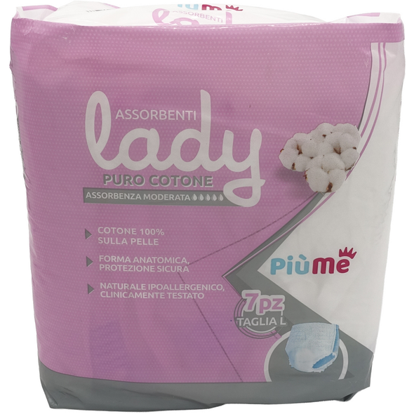 PIUME LADY ASSORENTI PANTS PURO COTONE ASSORBENZA MODERATA TAGLIA L 7 PEZZI
