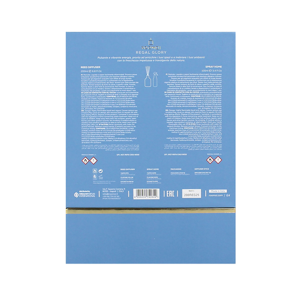 ROOMOI COFANETTO REGAL GLORY REED DIFFUSER 200 ML + SPRAY 100 ML + BASTONCINI