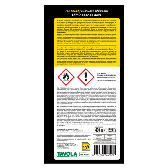 BULLOCK RIMUOVI GHIACCIO ICE STOP! BOMBOLA SPRAY 400 ML