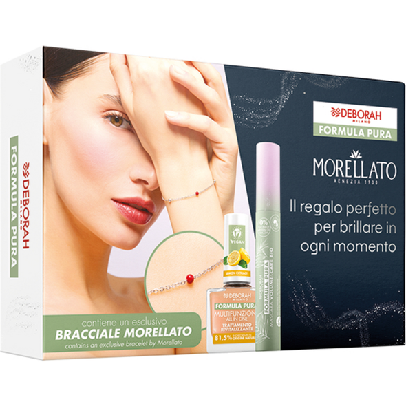 DEBORAH FORMULA PURA COFANETTO MASCARA FORMULA PURA VOLUME & CARE BIO + SMALTO FORMULA PURA MULTIFUNZIONE + BRACCIALE MORELLATO