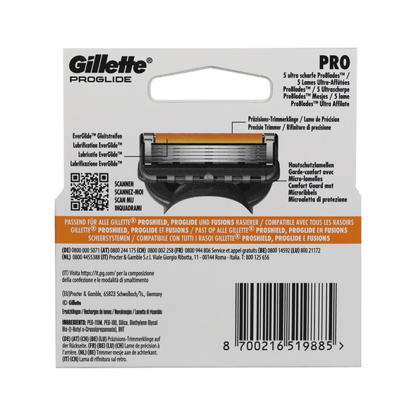 GILLETTE PROGLIDE MANUAL RICAMBIO 4 PZ PER RASOIO MANUAL