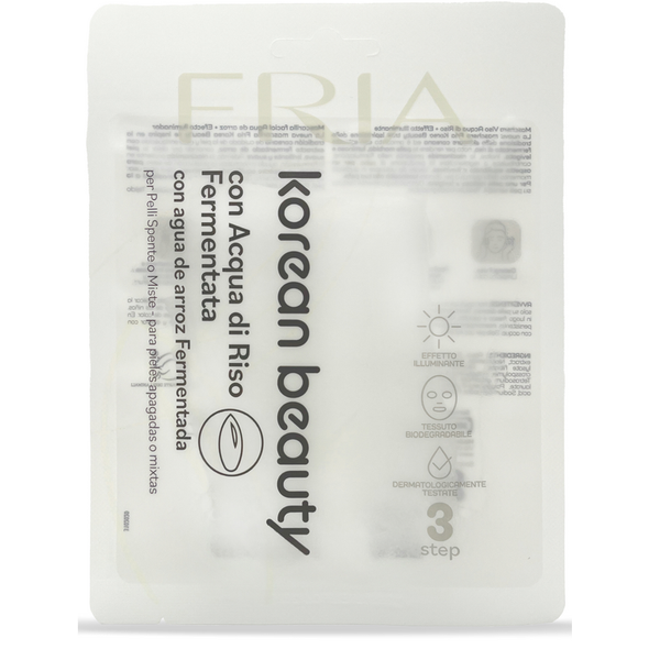 FRIA KOREAN BEAUTY MASK FACE IN TESSUTO CON ACQUA DI RISO FERMENTATA ILLUMINANTE PELLI SPENTE