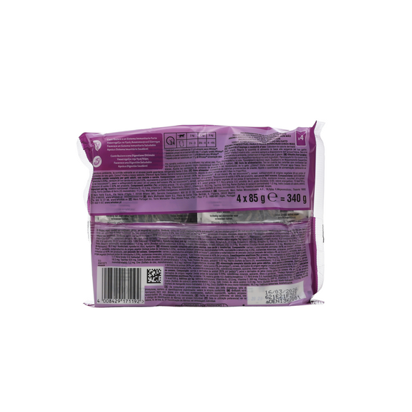 WHISKAS AROMATIC SELECTION FRAGRANTI FUSIONI IN SALSA 1+ BUSTE 4x85 GRAMMI, 2 BUSTE CON MAIALE GLASSATO E CAROTE, 2 BUSTE CON BOCCONCINI DI PESCE DELL'OCEANO IN BRODO