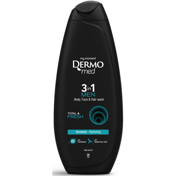 DERMOMED DOCCIA GEL MEN 3in1 BODY, FACE, HAIR TOTAL & FRESH 450 ML 