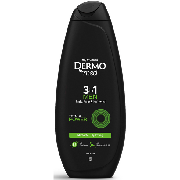 DERMOMED DOCCIA GEL MEN 3in1 BODY, FACE, HAIR TOTAL & POWER 450 ML 