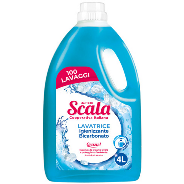 SCALA DETERSIVO LIQUIDO BUCATO LAVATRICE IGIENIZZANTE BICARBONATO 100 LAVAGGI 4 LT