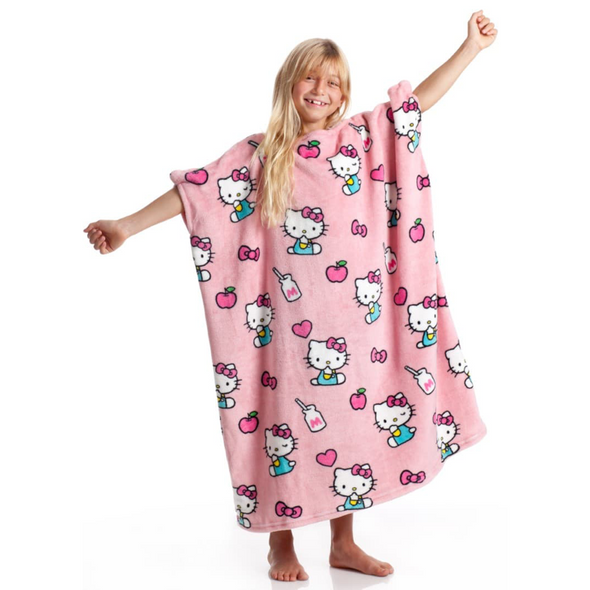 KANGURU MOMONGA KID HELLO KITTY COPERTA INDOSSABILE A DOPPIA FACCIA TAGLIA KIDS 80x90 CM FLANELLA ULTRAMORBIDA 100% POLIESTERE