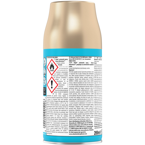 GLADE AUTOMATIC SPRAY RICARICA OCEAN ADVENTURE 269 ML - FINO A DUE MESI DI PROFUMO